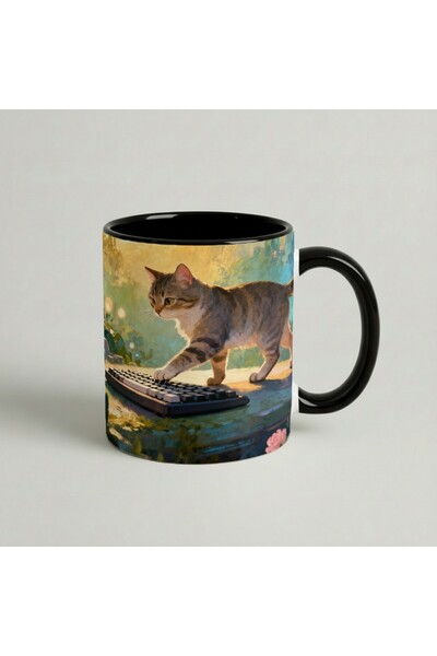 Petgifts Cana Cadou Personalizat Amuzanta Cu Mesaj Keyboard Cat - Ceramica 33...