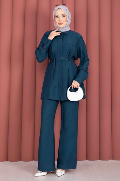 EBRUTESETTÜR Belted Tunic Trousers Double Set Petrol