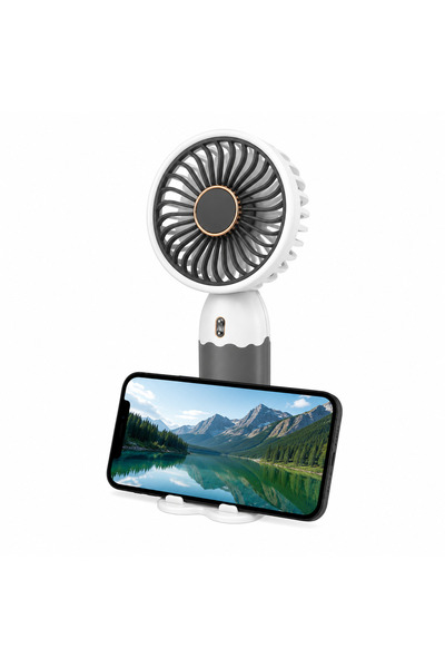 Sarı Aydınlatma Vanti Şarjlı El Vantilatörü Telefon Standlı Mini Fan USB Şarj...