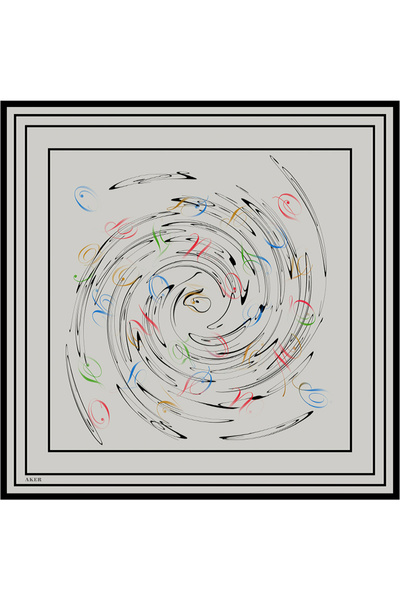 Aker Light Gray 90X90 Silk Twill Scarf