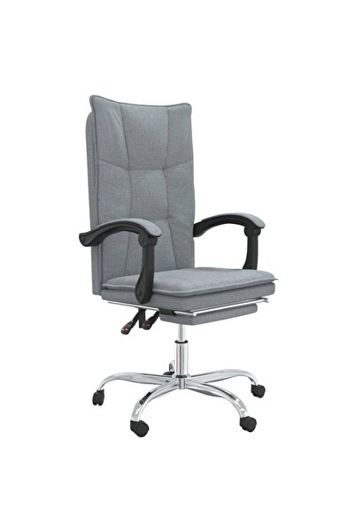 vidaxl Fotoliu de birou rabatabil, gri deschis, textil