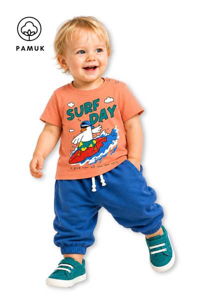 difa kids تي شيرت صيفي للأولاد الصغار بأكمام قصيرة وطبعة سيرف