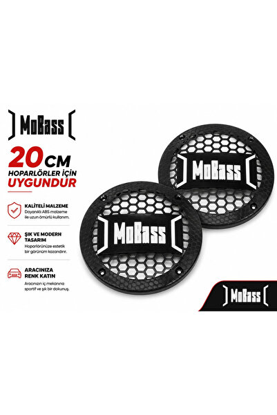 MOBASS 20cm Hoparlör Kapağı - Logolu Plastik Midrange Hoparlör Kapak 20 cm - ...