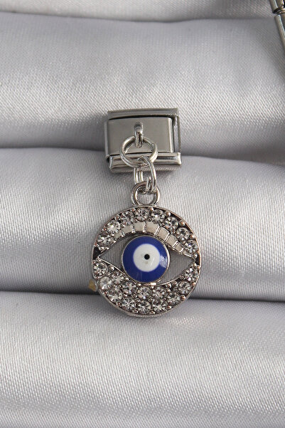 OGHAMAY 316L Steel Silver Color Hanging Zircon Stone Eye Model Evil Eye Bead ...