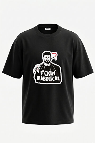 Anetos Tricou oversize negru din bumbac cu imprimeu pe spate Billy Butcher De...