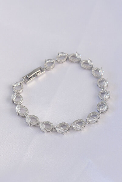 OGHAMAY Vip Series Brass Zircon Stone Silver Color Barley Model Bracelet
