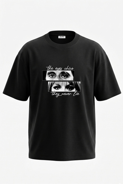 Anetos Tricou oversize negru din bumbac cu imprimeu pe spate Tony Montana Eye...