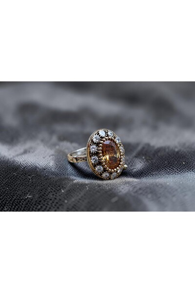 Rubino Silver 925 ayar gümüş Kadın yüzük - Topaz Taşlı Kadın Yüzük - Bronz De...