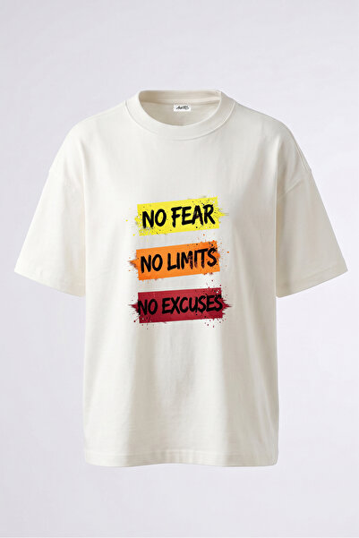 Anetos Tricou oversize alb din bumbac cu imprimeu pe spate Grunge NoFear Limi...