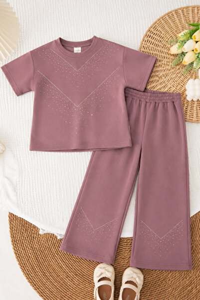 BABY SPORT Komplet majice i pantalona sa detaljnim kamenčićima za devojčice