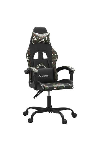 vidaxl Scaun de gaming pivotant, negru și camuflaj, piele ecologică