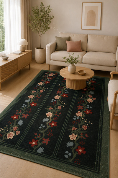 GECE HOME Dijital Kaymaz Baskılı Yıkanabilir Desenli Salon Halısı Mutfak Halı...