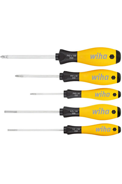wiha Set de 5 surubelnite, drepte si Phillips,SoftFinish® ESD