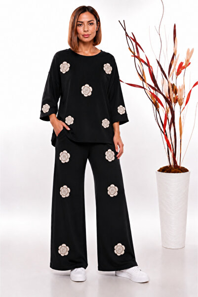 JERFİ Women's Stone Printed Modal Dual Set