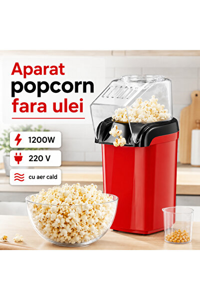 iTin Fără ulei aparat de popcorn, 1200W, tehnologie cu aer cald, preparare în...