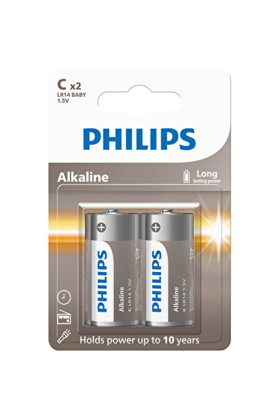 Philips C Boy Orta Boy Alkalin Pil 1.5V - LR14A2B/10 - 2'li Paket
