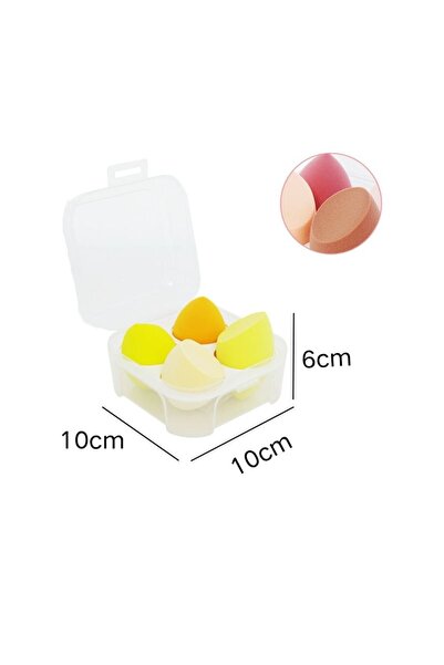 idei Set 4 Bureți Blender Machiaj Formă Picătură, Uscat și Umed, Cutie Depozi...