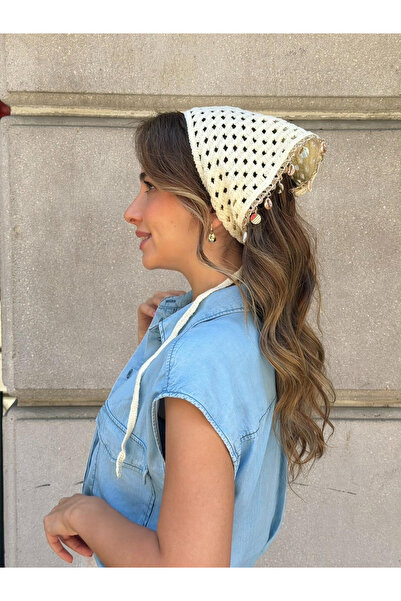 My Blog Ecru Vertical Triangle Seashell Bandana - Hsr2152