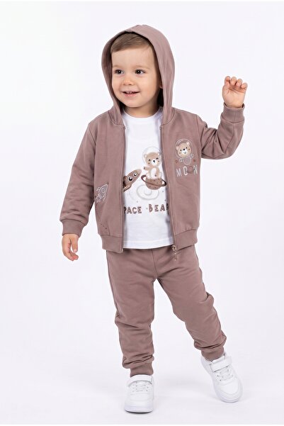 Toontoy Boys' 3-Piece Tracksuit Set Long Sleeve Crew Neck Embroidered T-Shirt...