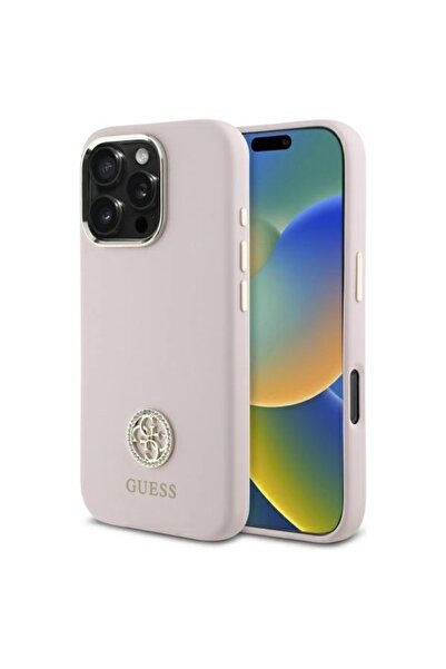 Guess 4G Θήκη Σιλικόνης με Στρας για iPhone 16 Pro, Ροζ