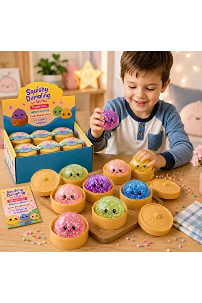 DBR Set 2x Jucării Squishy Antistres cu Sclipici - găluște asiatice Lucky Bao...