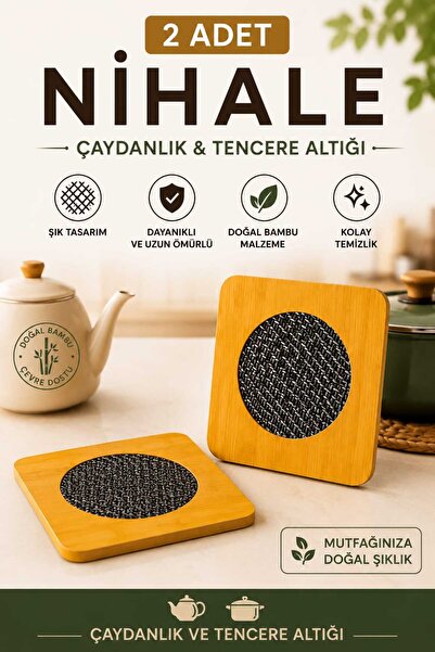 Herza House 2 Pieces Wooden Bamboo Square Trivets, Wooden Coasters for under ...