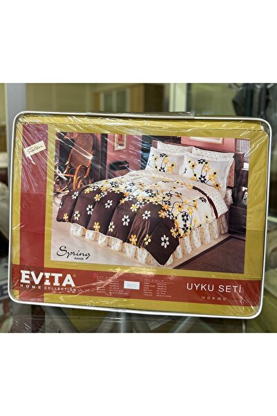 Evita -Spring Kahve Çift Kişilik Uyku Seti