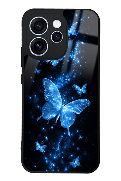 Spoyi Oppo Reno 15 Pro Blue Galaxy Butterfly Tasarımlı Glossy Telefon Kılıfı