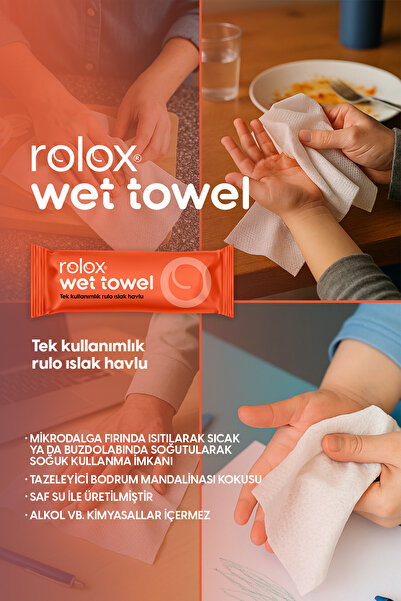 Rolox Wet Towel - 50 Paket - Tek Kullanımlık Rulo Islak Havlu -Bodrum Mandali...