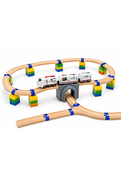 September3D Lego & Ahşap Tren Yolu Birleştirme Seti