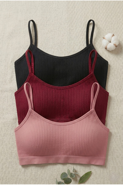 underwear bodyway 3’lü Çıkarılabilir Pedli Fitilli İp Askılı Bralet Büstiyer ...
