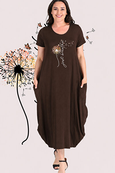 Curvy Trend Plus Size Breathe Printed Wide Waist Short Sleeve Dress