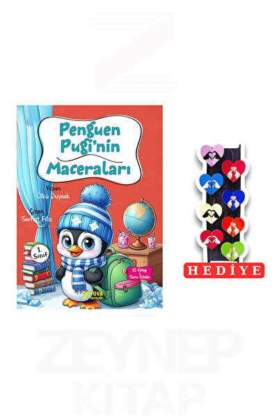 Yuva Yayınları 1.Sınıf Penguen Pugi'nin Maceraları 10 Kitap Set (8'li Kalp Ay...