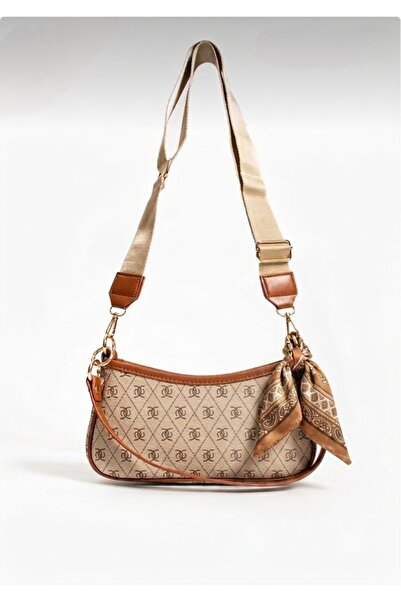 vagues Women's Hand and Shoulder Bag with Scarf Detail