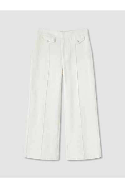 LC Waikiki White Regular Fit Wide Leg Women's Trousers
