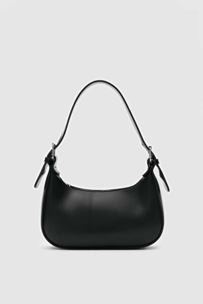 Belinabag Belt Detailed Baguette Women's Shoulder Bag Black