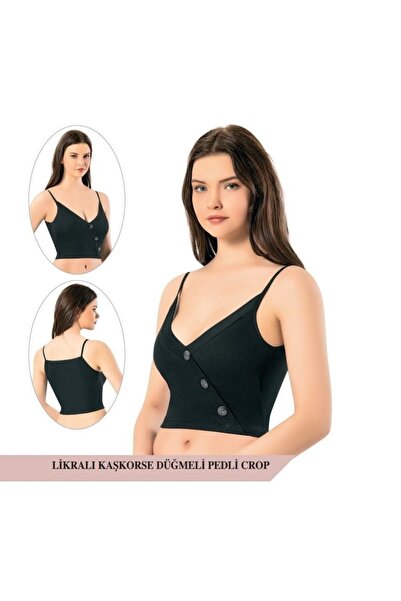LİKRALI KAŞKORSE DÜĞMELI PEDLI CROP