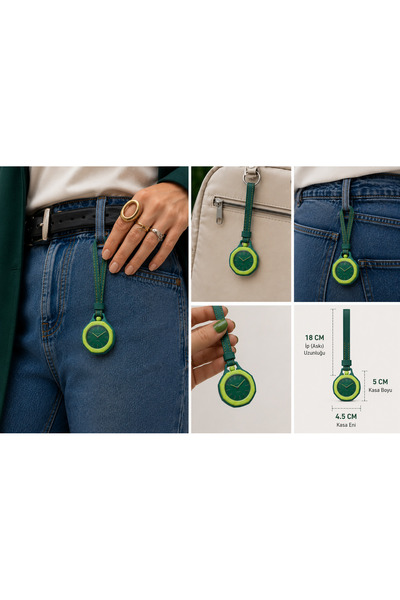 Generic Brand Royal Pop Green Frame Light Green Detailed Hanging Pocket Watch Nurse Watch Bag and Pants Accessory Keychain Unisex Watch