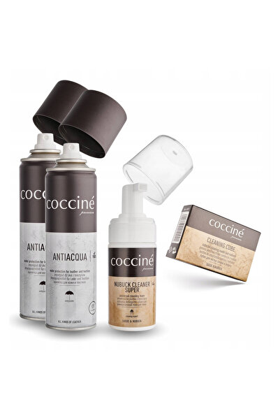 Coccine Set de 2x impregnare impermeabila Antiacqua 250 ml, spuma nubuc 100 m...