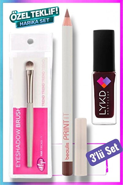 GRATİS 104 Caramel Dudak Kalemi & 395 Mulberry Dark Oje & Trend Far Fırçası A...
