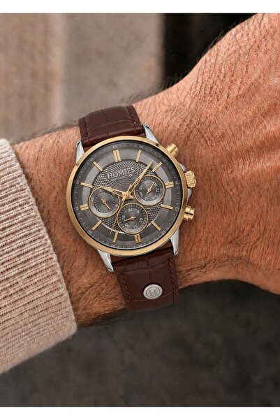 Homies Men's Brown Leather Cord Smoked Dial Function Wristwatch 2 Years Warranty