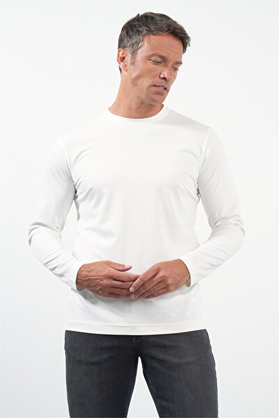 İmza White Crew Neck Long Sleeve Knitted Standard Fit Stretchy Sweatshirt 101...