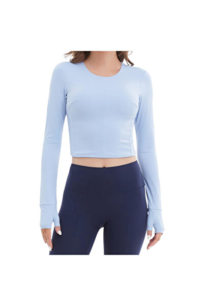 OEM Tricou Sport de Damă Fitness Mânecă Lungă Respirabil Albastru XL