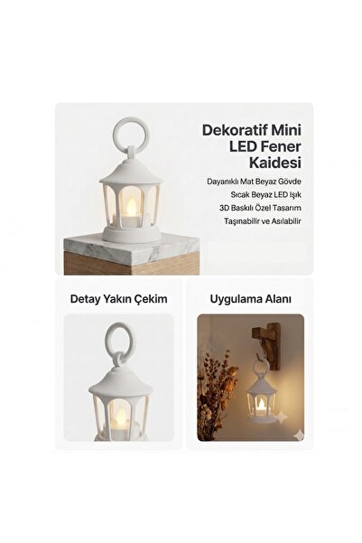 Aksefuar Lazer Dekoratif Fener Mini Kaide – Led Mumlu Modern Masaüstü Aydınla...