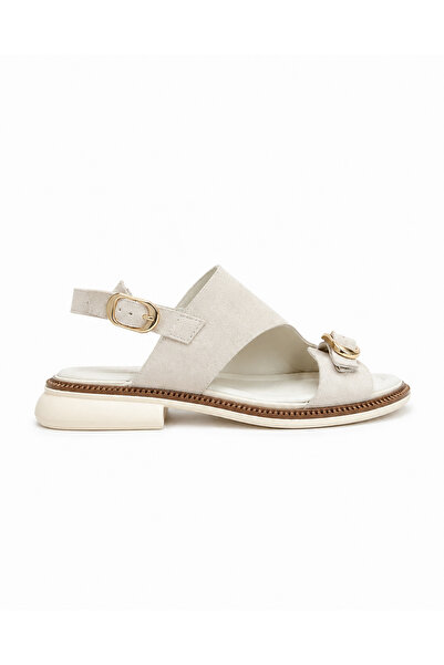 Sira Official Mare Beige Suede Genuine Leather Sandals