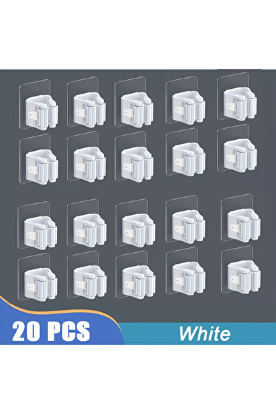 Choice13 20pcs- White Mop Holder Self-adhesive Broom Stand Wall Mounted Mop S...