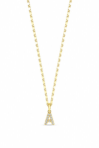 Alexis Carrel Clara Zircon Stone Letter a Gold Women's Necklace