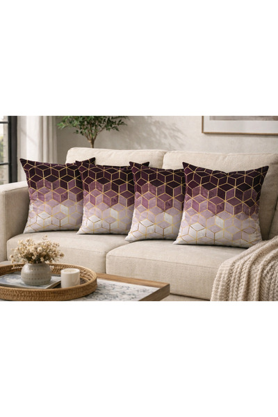 elissa home Set of 4 – 43X43 Micropetek Fabric Single-Sided Geometric Pattern...