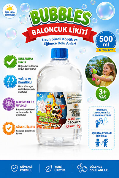 DoruCO Baloncuk Likiti 500 ml – Uzun Süreli Köpük ve Baloncuk Oyunu İçin Yede...