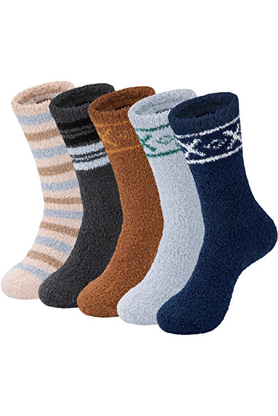 OEM Șosete de iarnă pufoase cu animale, set de 5 perechi, Stripe2, mărime One...